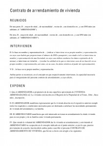 Modelo de contrato de arrendamiento de vivienda mediante el cual se produce un traspaso en el uso y disfrute de un bien inmueble, ya sea una casa, un piso, etc., en el que intervienen arrendador y arrendatario.