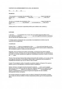 Modelo de contrato mediante el cual se cede un derecho de uso y disfrute, en el cual intervienen arrendador y arrendatario.