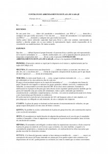 Modelo de Contrato de arrendamiento de plaza de garaje