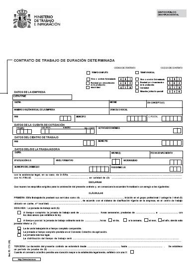 Modelos: Contrato de trabajo de duración determinada - Modelo Contrato