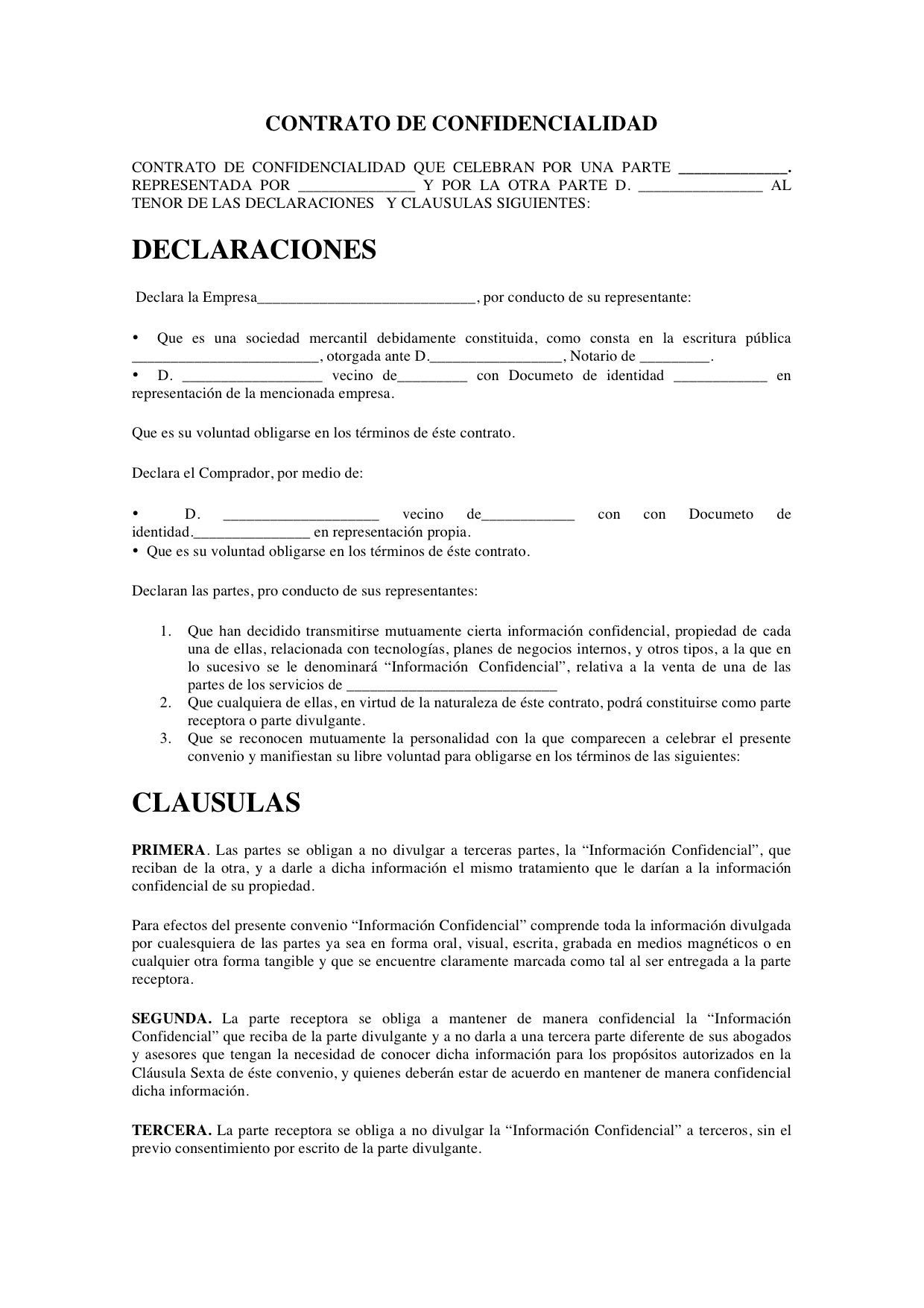 Ejemplo De Contrato De Confidencialidad Actualizado M - vrogue.co