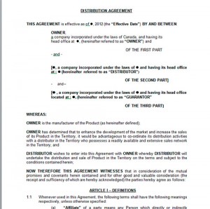 plantilla de contrato de distribucion en ingles