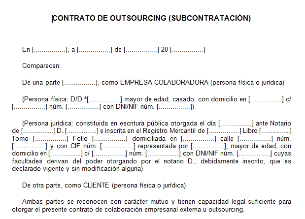 Contrato de Outsourcing - Modelo Contrato
